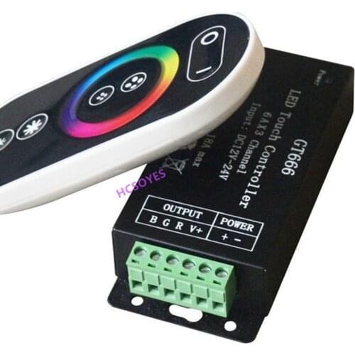 1PCS DC12V-24V GT666 RGB Controller Wireless RF Touch Panel Dimmer for 3528 5050 LED Strip Light