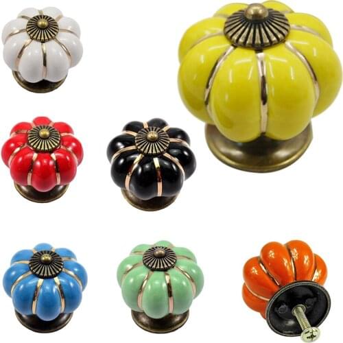 12Pcs Pumpkin Zinc Ceramic Door Knobs Drawer Pull Handle Kitchen Cabinet Cupboard Wardrobe White