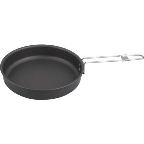 19cm Aluminium Alloy Round Griddle Skillet Frying Pan BBQ Picnic with Foldable Handle