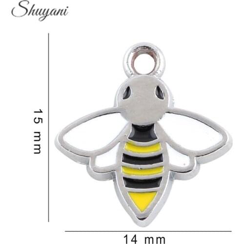 20pcs/lot Free Shipping 15*14mm Enamel Zinc Alloy Bee Charms Pendants Jewelry Making Accessories Diy Jewelry Findings