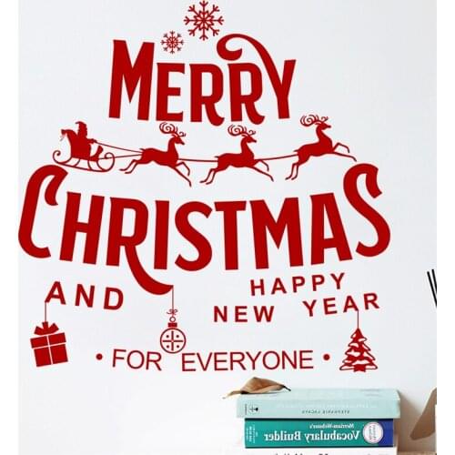 2022 merry christmas festival wall stickers home decor living room shop window mural art happy new year wall decals vinyl poster