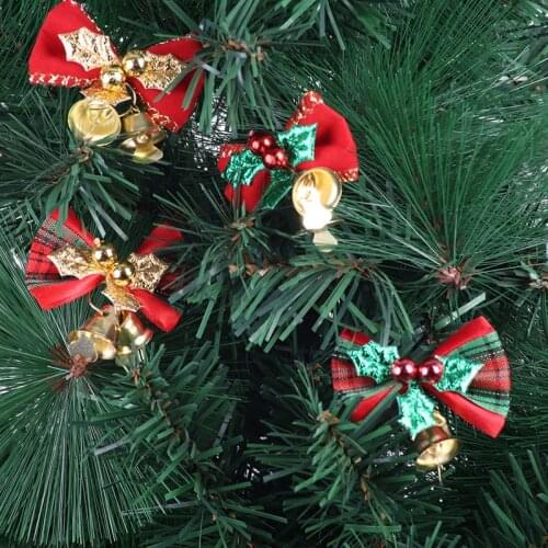 5pcs/lot Mini Bow Decoration Gold Red Green Bow Knot Christmas Tree Wreath Decoration Christmas Craft Bows Christmas Decor 5cm
