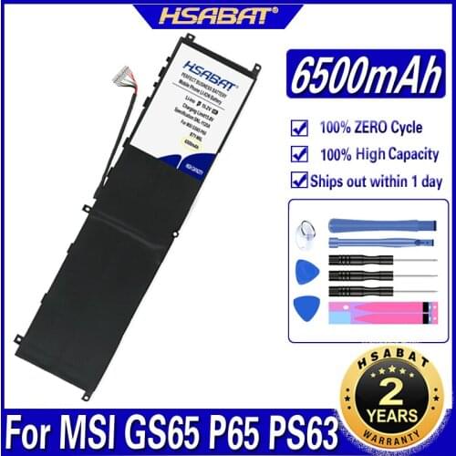 HSABAT BTY-M6L 6500mAh Laptop Battery for MSI GS65 8RF 8RE PS42 PS63 MS-16Q3 MS-16Q3 Series Batteries