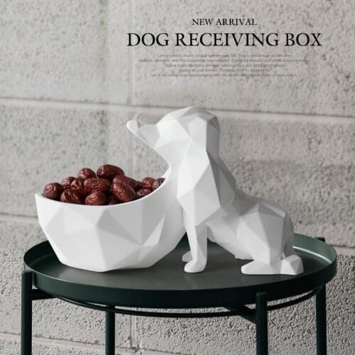 HOME DECORATION ACCESSORIES FOR LIVING ROOM TABLE RESIN ANIMAL STATUE CRAFTS CANDY NUT KEY PHONE STORAGE BOX RESIN DOG FIGURINE