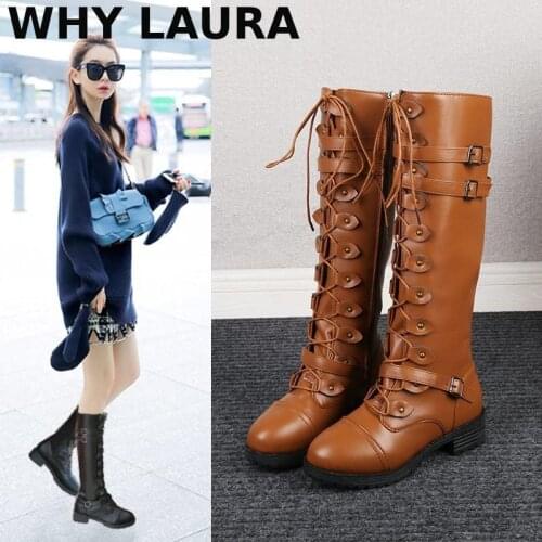 Boots Autumn new 2021 Winter English style leather boots flat heel platform casual comfortable casual womens shoes plus size 35