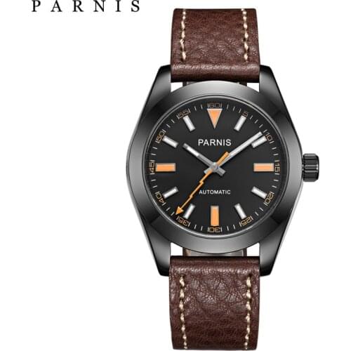 Casual Brand Mens Watch Automatic Date Watch Men 40mm Parnis Self-Wind Mechanical Watch Sapphire Elegant Men Wrist Watches