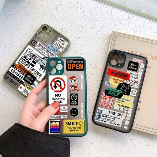 JAMULAR Retro Bar Code Art Label Phone Case For iPhone 11 Pro 12 XS MAX 7 XR X SE 20 8 6 Plus Transparent Hard Cover Matte Coque