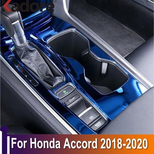 For Honda Accord 2018 2019 2020 Blue Carbon Fiber Gear Shift Panel Cover Car Decoration Trim Interior Accessories Car Styling