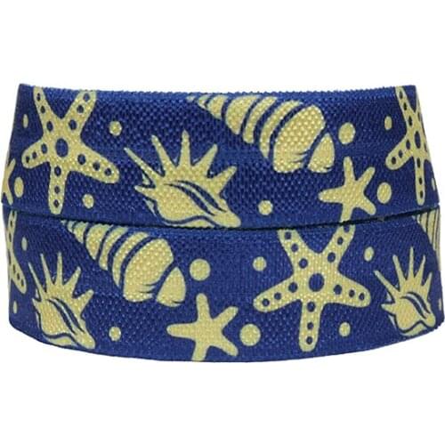 FLRA Elasticseastar cartoon fold over elastic ribbon printed for summer hairbands