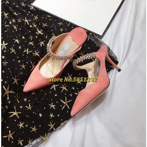 Elegant Women Dress Slides Spring Summer Pumps pointed toe shallow stiletto mules slippery concise fashion woman celebrity