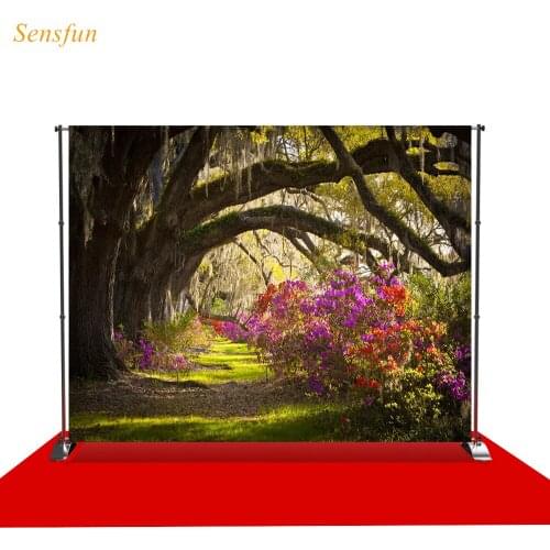 LEVOO Photography Background Oak Trees Moss Azalea Flowers Spring Photographic Backbackdrop For Photo Studio Photophone