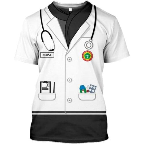 3D Cosplay Doctor uniform Printed Men t shirt Harajuku summer Short sleeve shirt Fashion street Casual Unisex T-shirt Tops