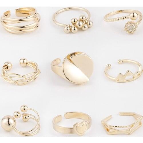 Gothic Vintage Gold Color Adjustable Open Size Wide Finger Rings for Women Korean Style Wedding Ring Party Jewellery C075