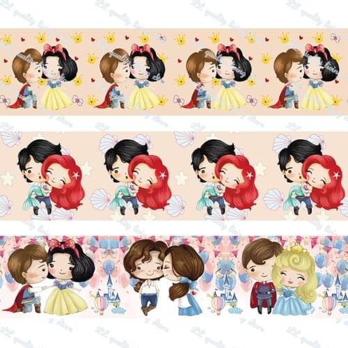 Girl and boy pattern printed grosgrain ribbon 50 yards gift wrapping diy bows christmas wedding derections ribbons