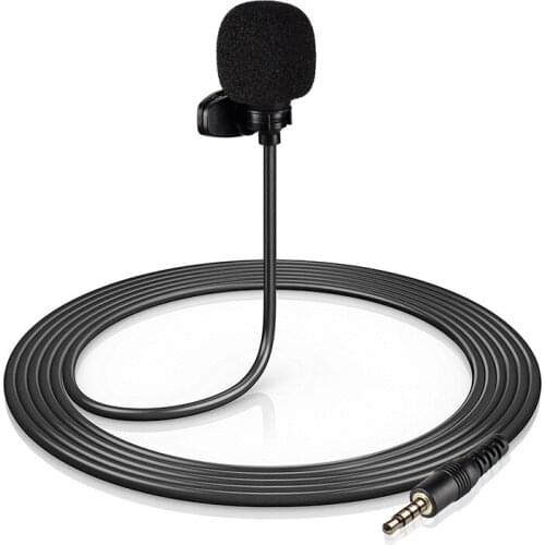 Mini Clip-on Lapel Lavalier Condenser Microphone 3.5mm Plug for Live Stream/Recording/Interview Compatible with Cellphone/Laptop