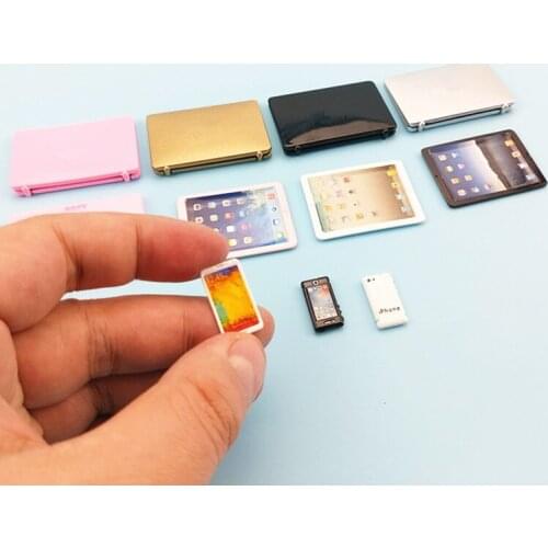 Mini Phone Mobile Laptop for 1/12 1/8 Bjd Doll Charm Phone Notebook for Doll House Diy Accessories