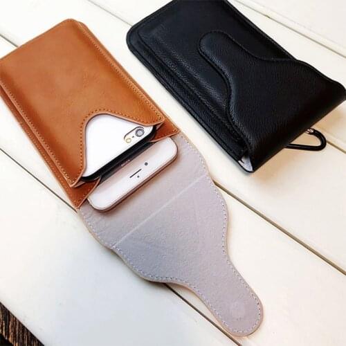 Wholesale Soft Double Layers Leather Shockproof Phone Protect Waist Bag for iPhone Huawei Xiaomi Back Case Cover Protector