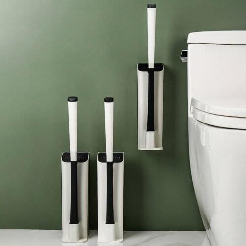 Toilet Brush Set With 8 Replacement Heads Wall-Mounted Long Handle Disposable Drill-Free Cleaning Brush Non-slip Wc Accessories
