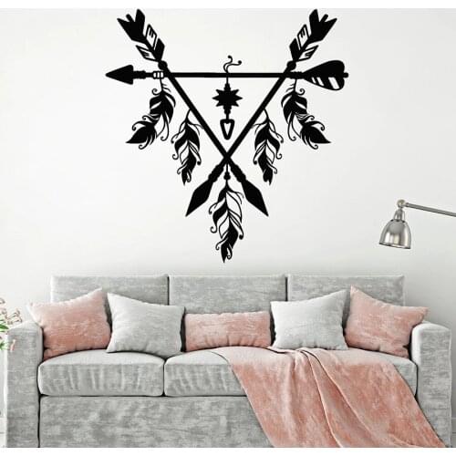 Dream Wall Decal Catcher Feather Arrow Ethnic Style Bedroom Living Room Home Decoration Vinyl Window Stickers Art Mural M026