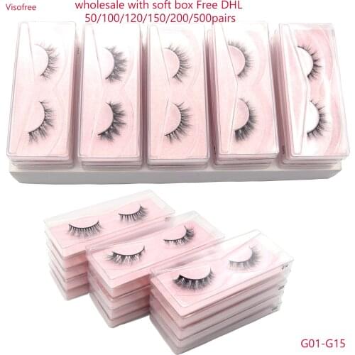 Visofree 50/100/200 Pairs 3D Mink Eyelashes 100% Cruelty Free Mink Lashes Handmade Natural Eyelashes Popular Make Up Eyelashes