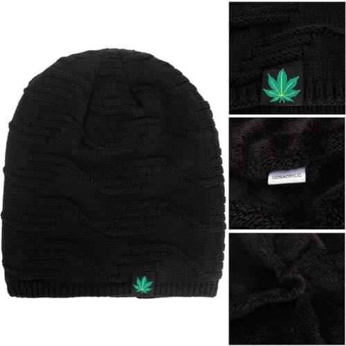New Fashion Men Women Winter Leaf Beanie Hats Warm Hip Hop Punk Knitting Winter Hat For Women Autumn Woolen Cap