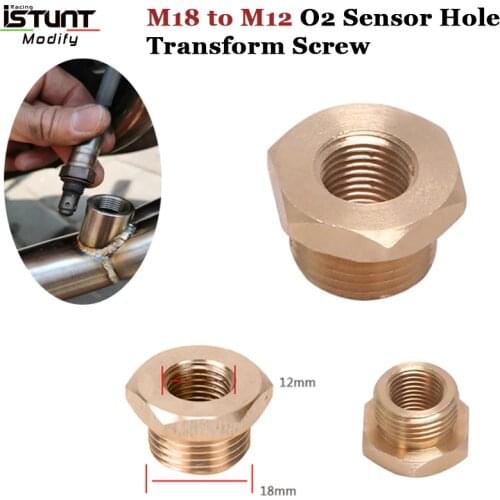 M18 to M12 O2 Sensor Hole Transform Screw Motorcycle Exhaust System Escape Link Pipe Oxygen O2 Sensor Screws Adapter 18mm-12mm