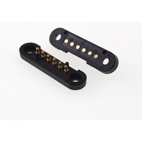 1 Pair Male Female Spring Loaded Pogo Pin Connector 6 Pins 3.0mm Pitch Panel Mount Flange SMD For Apples For Ipads Single Row