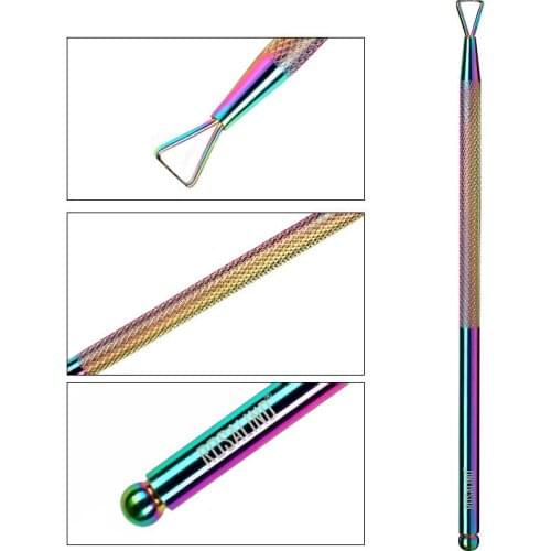 Rainbow Triangle Stick Rod UV Gel Remover Stainless Steel Dead Skin Cuticle Pusher for Nail Art Polish Manicure Tool DL