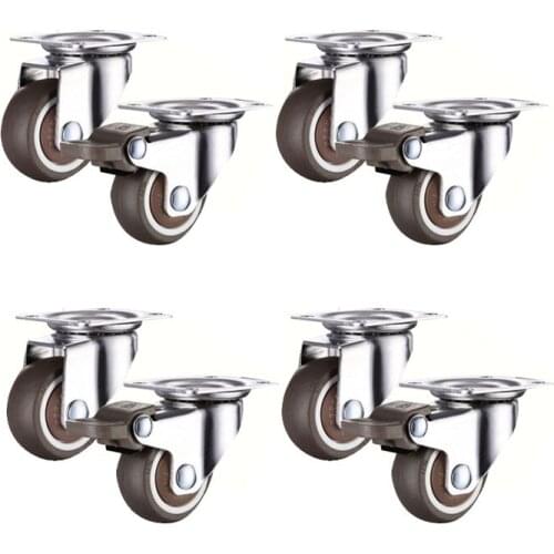8 Pcs Household Casters Wheels 1 Inch Heavy Duty Swivel Soft Rubber Roller for Platform Trolley Furniture Wheels