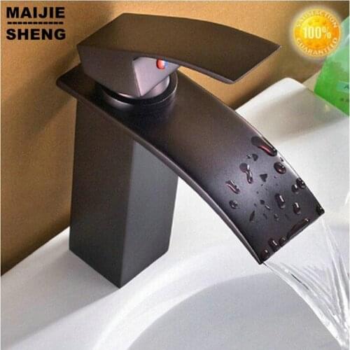 Free shipping Black Bathroom sink faucet waterfall black basin faucet bathroom waterfall faucet basin mixer torneira banheiro