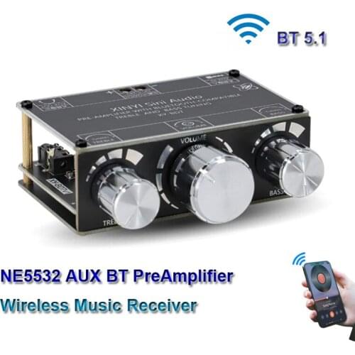 Stereo HiFi Preamplifier Bluetooth-Compatible 5.1 Audio NE5532 Equalizer Wireless Receiver Preamp Aux Pre Amplifier Aux DC5-24V