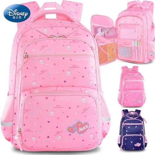 Disney Girls Alice Backpack Large Capacity Cartoon Cute Princess Large Capacity Travel Bag Waterproof Girl Schoolbag