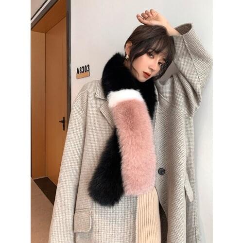MS.MinShu Long Real Fox Fur Scarf Women 120CM Luxury Fox Fur Collar Drop Shipping