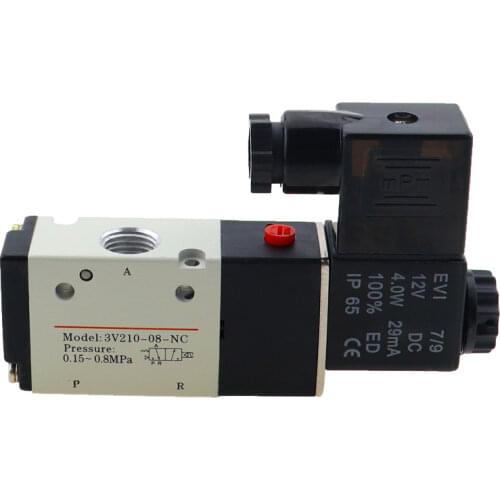 1/8'' Ports 3V210-06 2 Positions 3 Ways Pneumatic Solenoid Valve DC 12V 24V AC 110V 220V