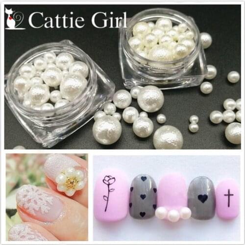 1Box Mixed Cotton Pearl Stones Beads for Nail Accessories Tips Decorated Nails Studs Manicure Nail Art Decorations Set