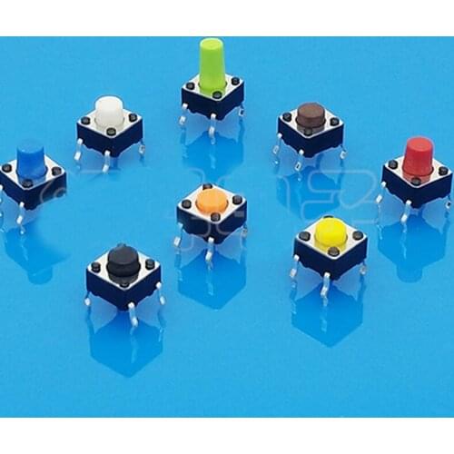 1000pcs Copper 4Pin Button Tactile switch 6*6*4.3/4.5/5.5/6.5/7.5/8/8.5/9/10mm Toy Micro DIP Tact Switch Black Red blue white