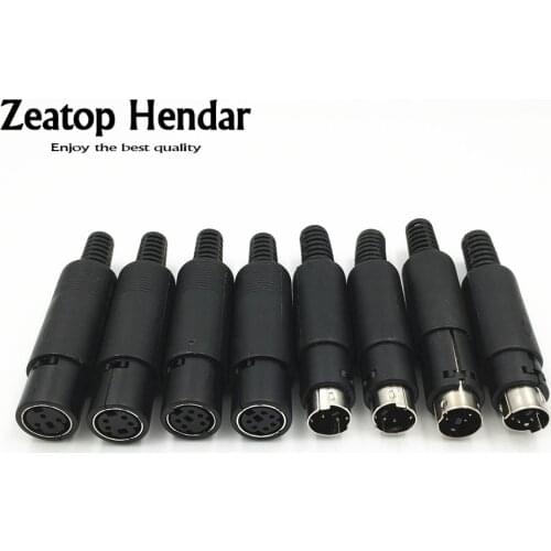 100Pcs Mini 3 4 5 6 7 8 Pin Din Male / Female Plug With Plastic Handle Wire Converter Adapter Soldering Cables DIY Connector