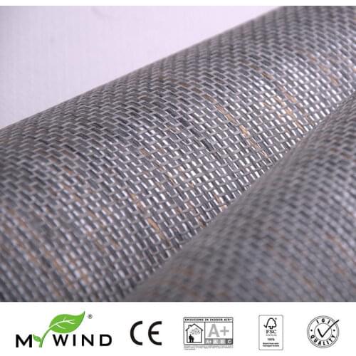 2019 MY WIND grey Grasscloth Wallpapers Luxury Natural Material Innocuity 3D Paper Weave Design Wallpaper In Roll Decor