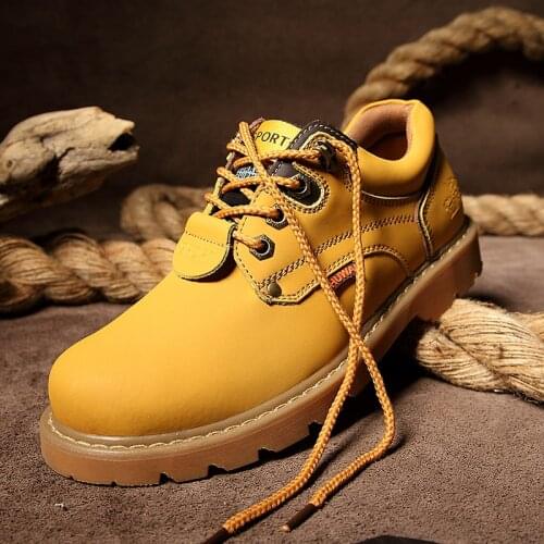 2021 Fashion Yellow Men Leather Martin Shoes Brand Casual Tooling Shoes Men Classic Punk Couple Motorcycle Shoes Men Ankle Boots