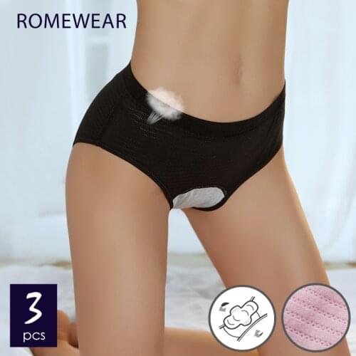 3pcs Mesh Cotton Women/Girls Menstrual Period Leakproof Panties Large Plus Size Briefs Incontinence Underwear Female Lingerie