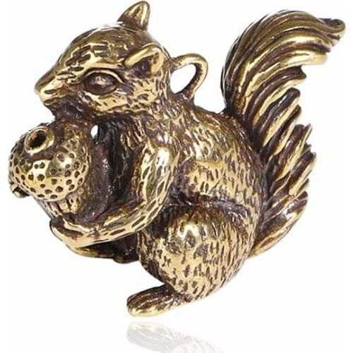 3D Squirrel Casting Animal Figurine Retro Style Metal Sculpture Home Office Room Desktop Decoration Collect Ornaments Gift