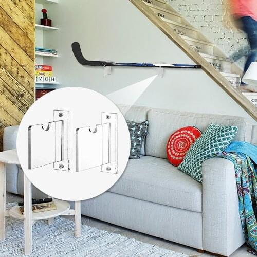 Hockey Stick Display Stand Acrylic Wall Mount Clear Ice Hockey Stick Supports Bracket Holder Horizontal Hanger for Home Wall