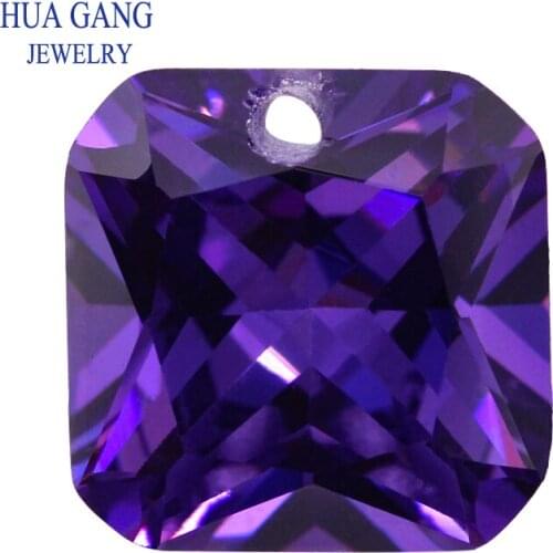 Amethyst Loose CZ Stones Beads Gem With Hole AAAAA Square Shape Cubic Zirconia Stone For Jewerly Making 4x4~12x12 High Quality