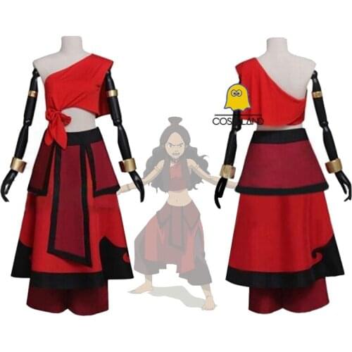 Anime Avatar The Last Airbender Katara Cosplay Costume for Women Adult Halloween Fancy Suit Red Dress Hanfu Carnival Custom Made