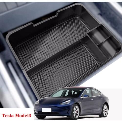 Car Accessories For Tesla Model 3 BlueStar 2019 Central Armrest Interior Storage Box Black Auto Container Glove Organizer Case