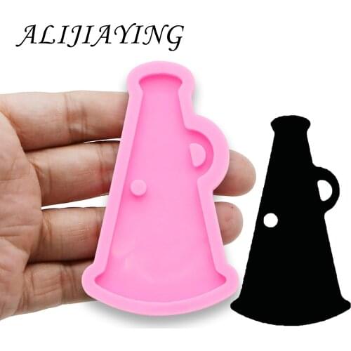 Shiny cheer megaphone Molds silicone mould for keychain key ring Pendant horn resin Craft DIY epoxy jewelry DY0098