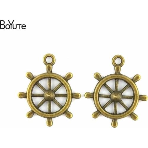 BoYuTe (60 Pieces/Lot) 25*29MM Zinc Alloy Materials Antique Bronze Silver Plated Anchor Pendants for Jewelry Making