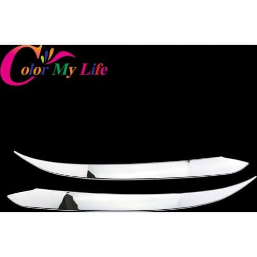 Color My Life ABS Silver Car Front Headlight Trim Cover Head Lights Sticker For Hyundai Tucson 2015 2016 2017 Accessories