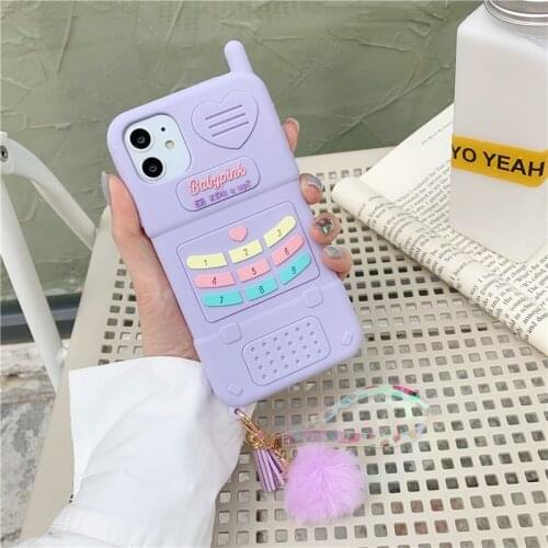 For IPhone12MINI 12 12Pro 11Pro XR XSMAx 7P 8P 6 6S X XS SE 2020 ins purple hair ball big brother big silicone funny phone case