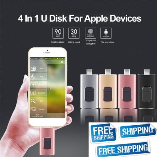 YXL4 in 1 OTG USB Flash Drive Type-C Pen Drive for iPhone /Android/Tablet PC Pendrive 16G 32G 64G 128G 256G USB Stick Flash Disk